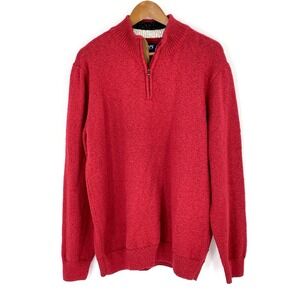 Chaps‎ Ralph Lauren Mens XL Red Sweater 1/4 Zip Contrast Collar